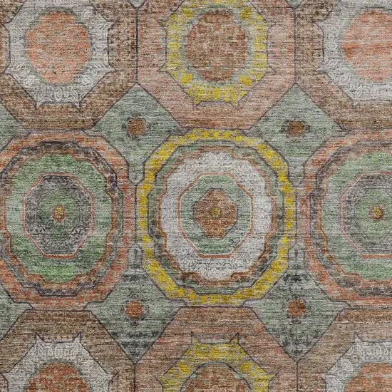 Sage Copper And Gold Geometric Washable Indoor Outdoor Area Rug Photo 3