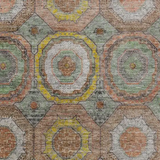 Sage Copper And Gold Geometric Washable Indoor Outdoor Area Rug Photo 4