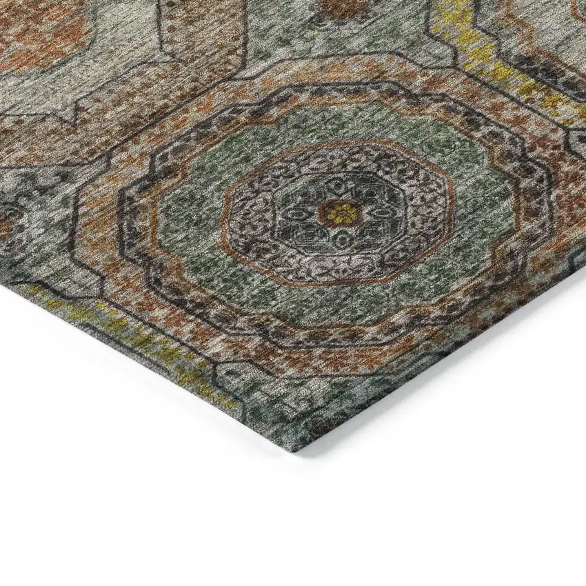 Sage Copper And Gold Geometric Washable Indoor Outdoor Area Rug Photo 9