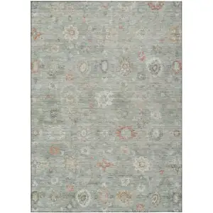 Photo of Sage Copper And Ivory Damask Washable Indoor Outdoor Area Rug