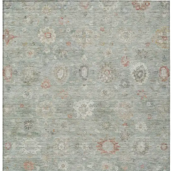 Sage Copper And Ivory Damask Washable Indoor Outdoor Area Rug Photo 9