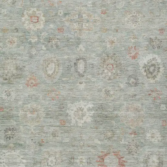 Sage Copper And Ivory Damask Washable Indoor Outdoor Area Rug Photo 6
