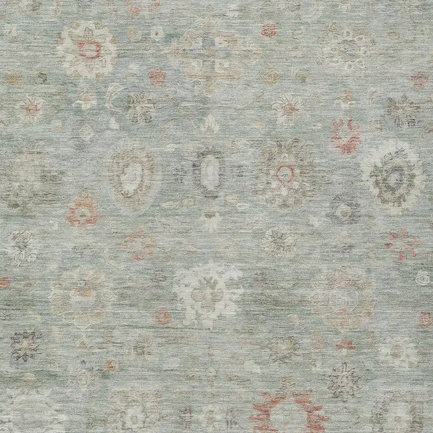 Sage Copper And Ivory Damask Washable Indoor Outdoor Area Rug Photo 6
