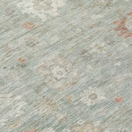 Sage Copper And Ivory Damask Washable Indoor Outdoor Area Rug Photo 8