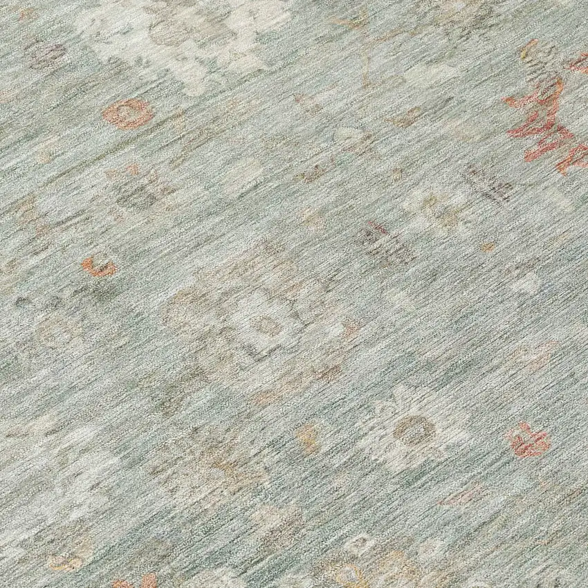 Sage Copper And Ivory Damask Washable Indoor Outdoor Area Rug Photo 8