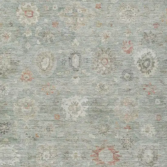 Sage Copper And Ivory Damask Washable Indoor Outdoor Area Rug Photo 4