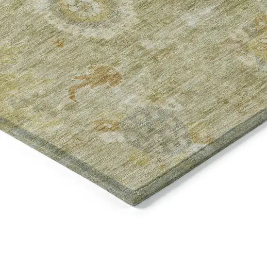 Sage Copper And Ivory Floral Medallion Washable Indoor Outdoor Area Rug Photo 9