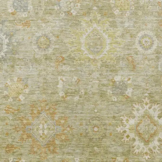 Sage Copper And Ivory Floral Medallion Washable Indoor Outdoor Area Rug Photo 3