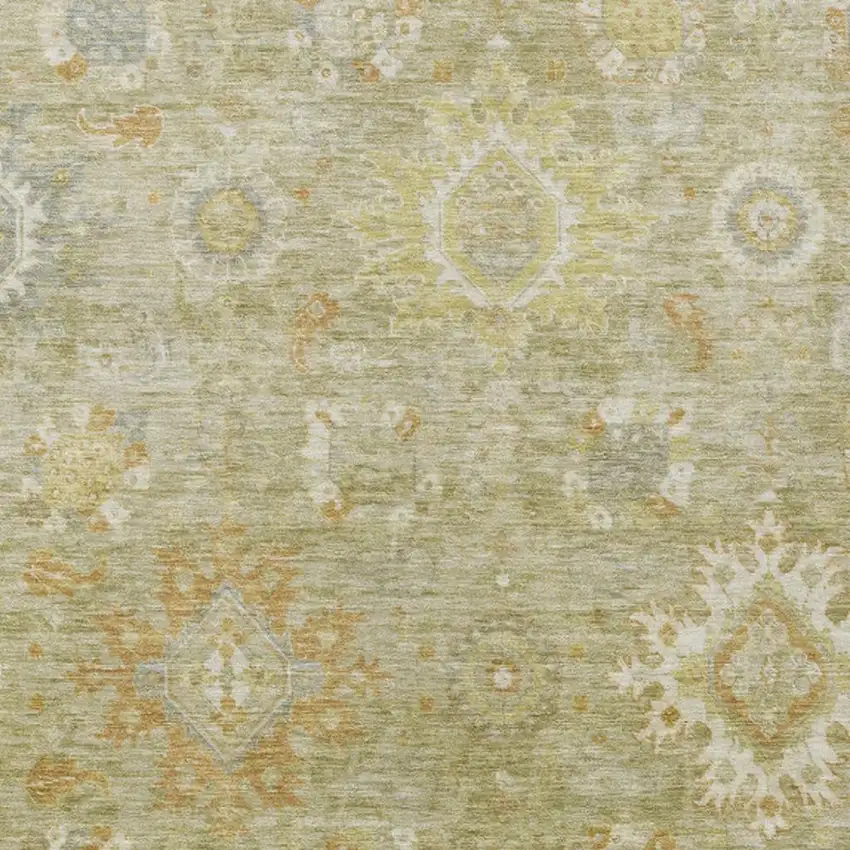 Sage Copper And Ivory Floral Medallion Washable Indoor Outdoor Area Rug Photo 3