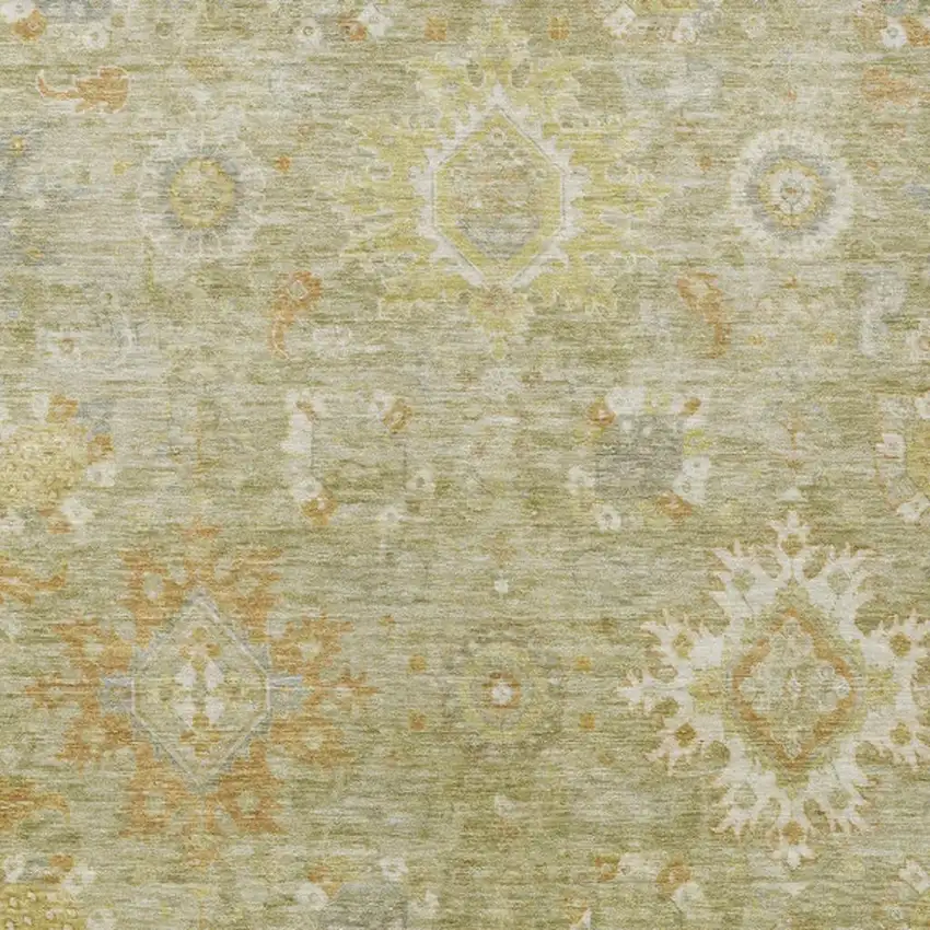 Sage Copper And Ivory Floral Medallion Washable Indoor Outdoor Area Rug Photo 3