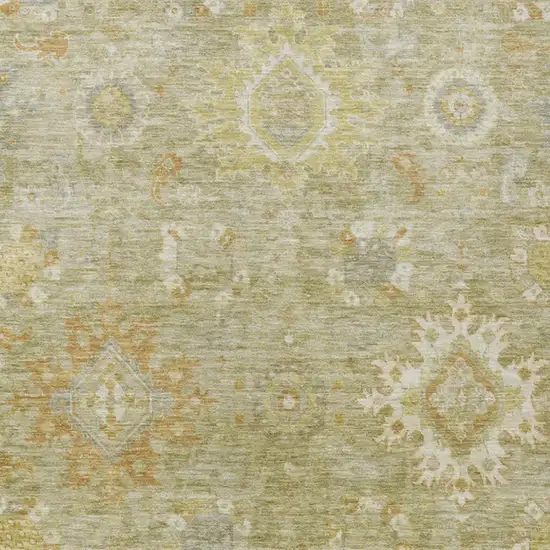 Sage Copper And Ivory Floral Medallion Washable Indoor Outdoor Area Rug Photo 4