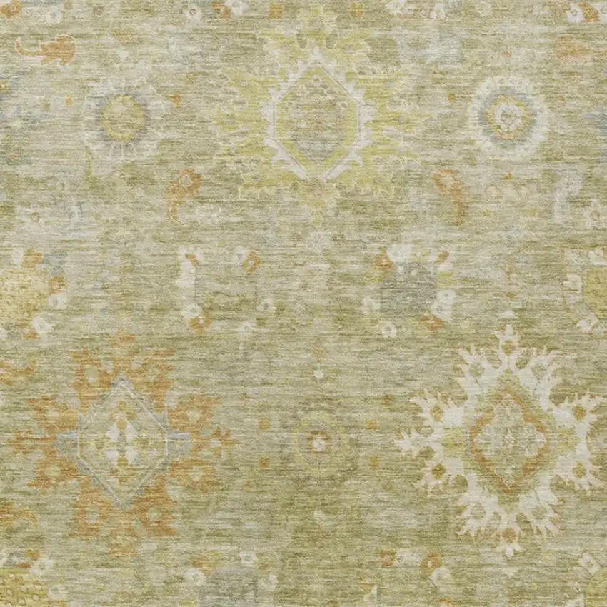 Sage Copper And Ivory Floral Medallion Washable Indoor Outdoor Area Rug Photo 4