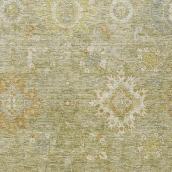 Sage Copper And Ivory Floral Medallion Washable Indoor Outdoor Area Rug Photo 3