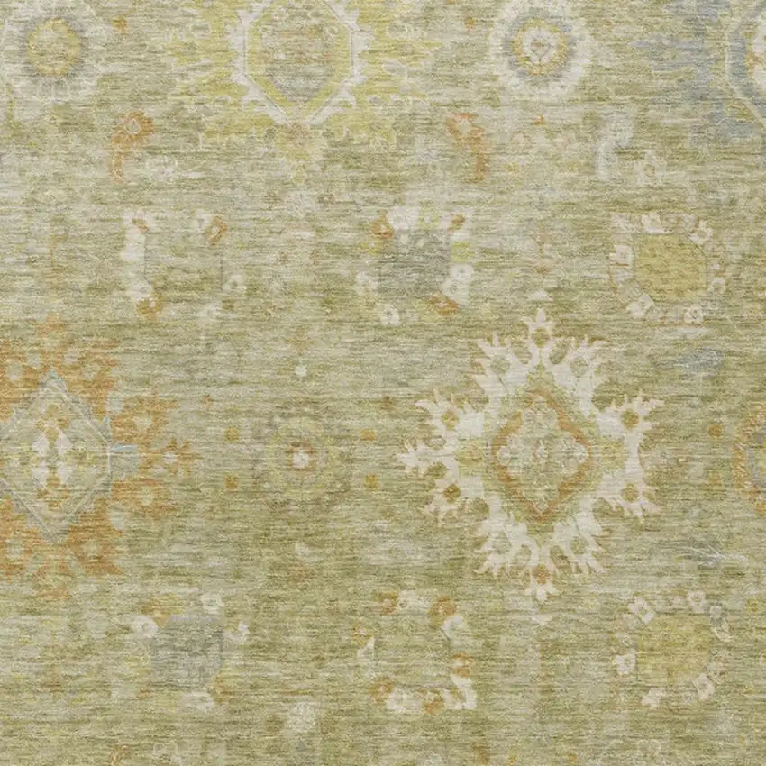 Sage Copper And Ivory Floral Medallion Washable Indoor Outdoor Area Rug Photo 3