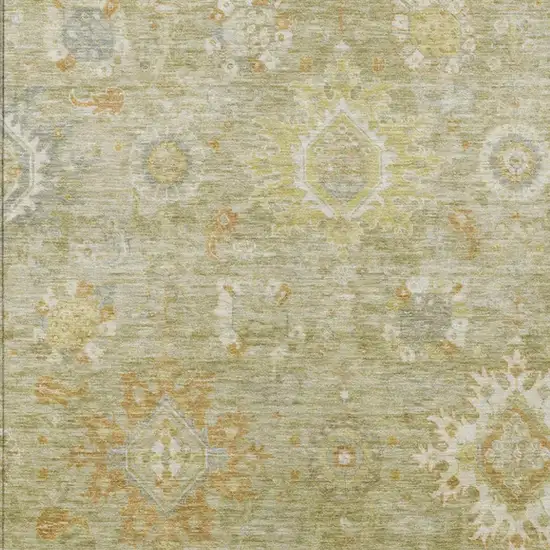 Sage Copper And Ivory Floral Medallion Washable Indoor Outdoor Area Rug Photo 3