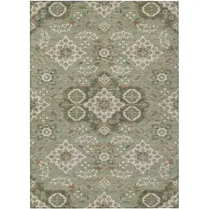 Photo of Sage Copper And Ivory Medallion Washable Indoor Outdoor Area Rug