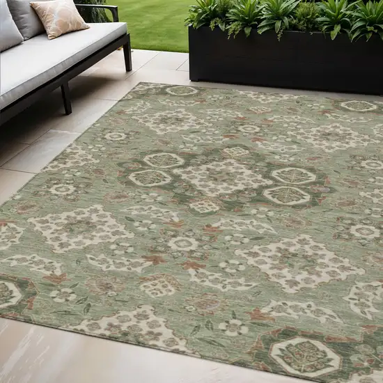 Sage Copper And Ivory Medallion Washable Indoor Outdoor Area Rug Photo 2