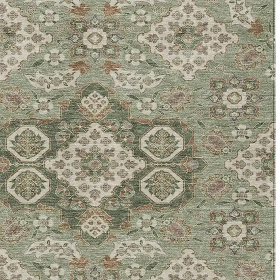 Sage Copper And Ivory Medallion Washable Indoor Outdoor Area Rug Photo 4