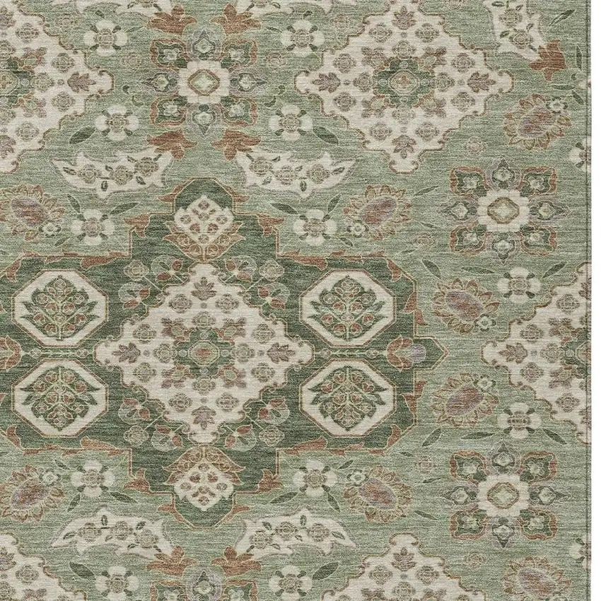 Sage Copper And Ivory Medallion Washable Indoor Outdoor Area Rug Photo 4