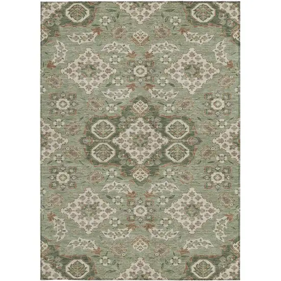 Sage Copper And Ivory Medallion Washable Indoor Outdoor Area Rug Photo 3