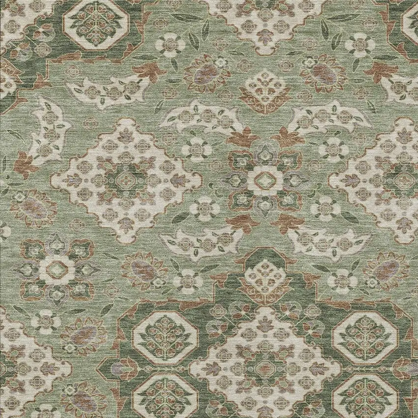 Sage Copper And Ivory Medallion Washable Indoor Outdoor Area Rug Photo 6