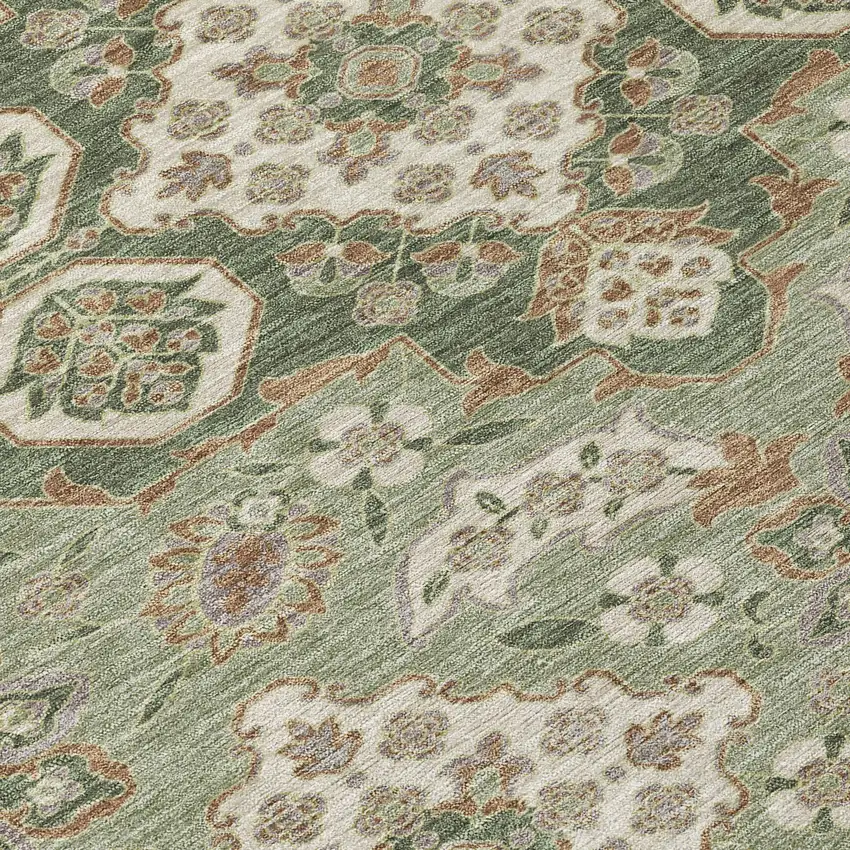 Sage Copper And Ivory Medallion Washable Indoor Outdoor Area Rug Photo 8