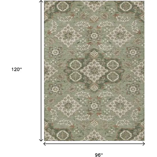 Sage Copper And Ivory Medallion Washable Indoor Outdoor Area Rug Photo 9