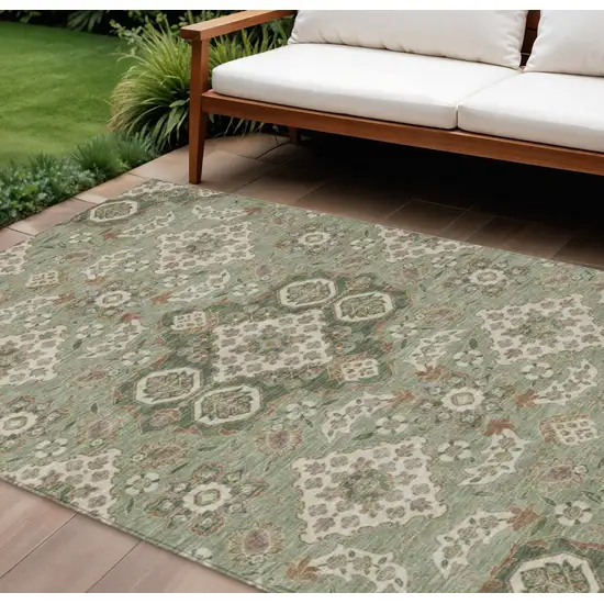 Sage Copper And Ivory Medallion Washable Indoor Outdoor Area Rug Photo 2