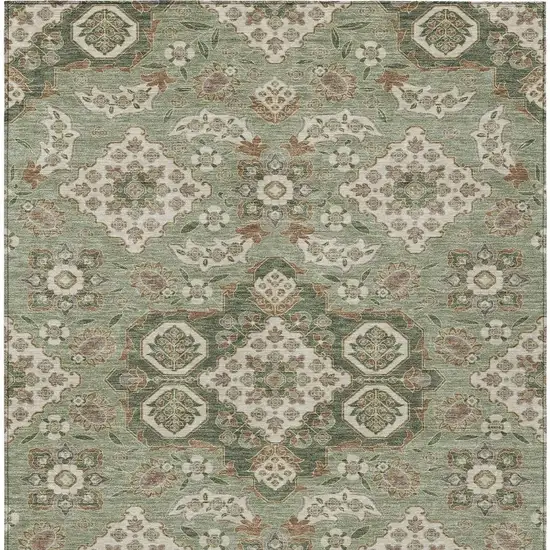 Sage Copper And Ivory Medallion Washable Indoor Outdoor Area Rug Photo 4