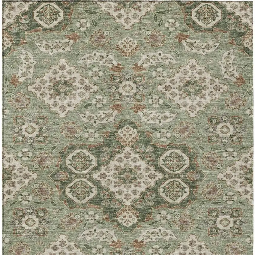 Sage Copper And Ivory Medallion Washable Indoor Outdoor Area Rug Photo 4