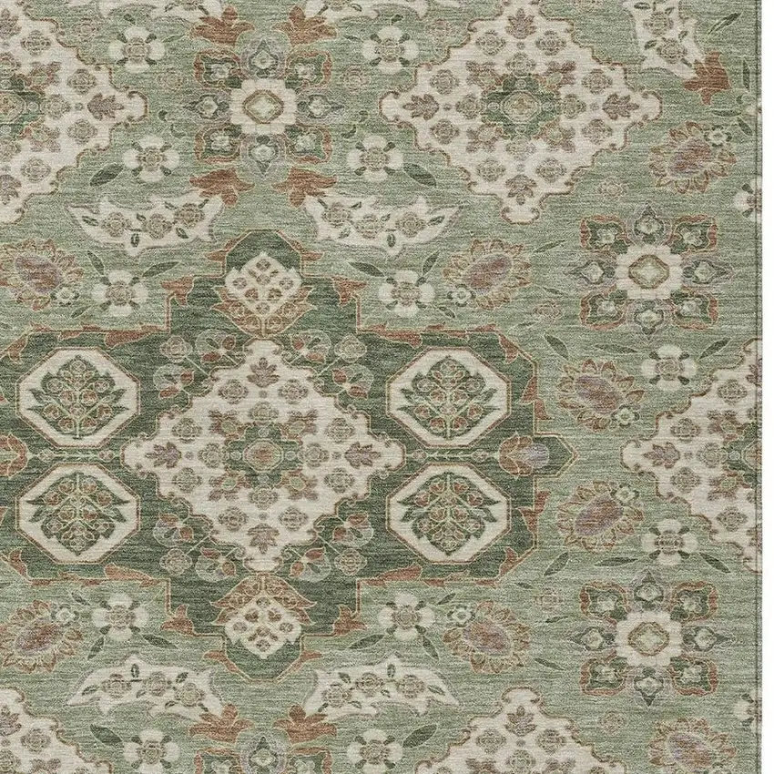 Sage Copper And Ivory Medallion Washable Indoor Outdoor Area Rug Photo 3