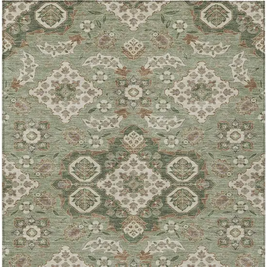 Sage Copper And Ivory Medallion Washable Indoor Outdoor Area Rug Photo 9