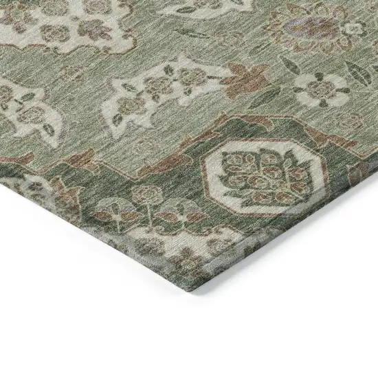 Sage Copper And Ivory Medallion Washable Indoor Outdoor Area Rug Photo 6