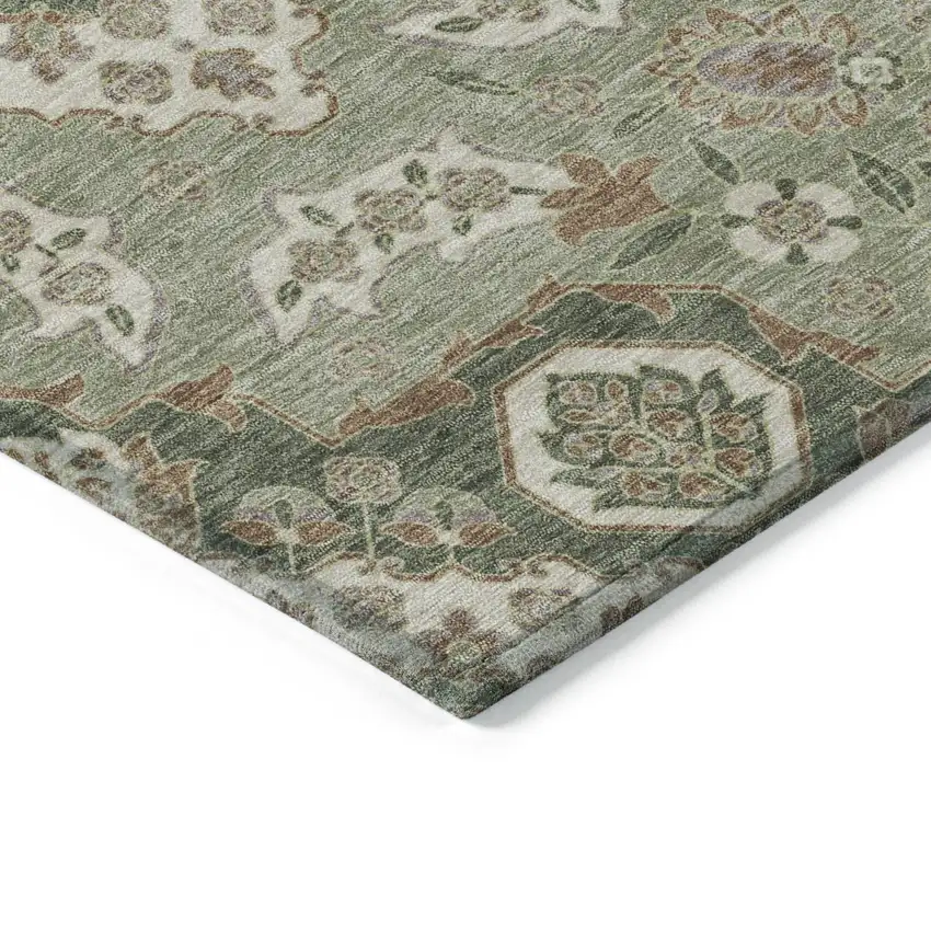 Sage Copper And Ivory Medallion Washable Indoor Outdoor Area Rug Photo 6