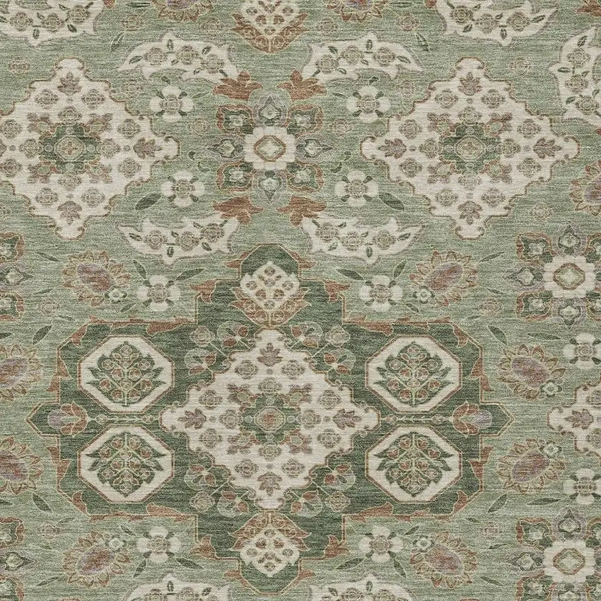 Sage Copper And Ivory Medallion Washable Indoor Outdoor Area Rug Photo 4