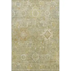 Photo of Sage Copper And Ivory Oriental Washable Area Rug With UV Protection