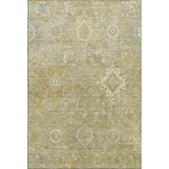 Sage Copper And Ivory Oriental Washable Area Rug With UV Protection Photo 1