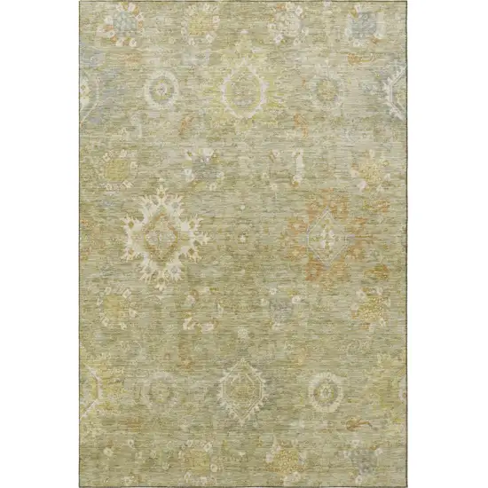 Sage Copper And Ivory Oriental Washable Area Rug With UV Protection Photo 4