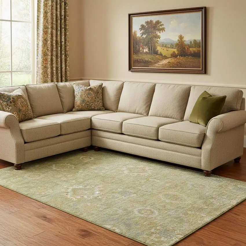 Sage Copper And Ivory Oriental Washable Area Rug With UV Protection Photo 2