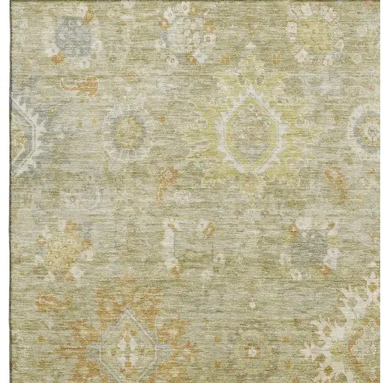 Sage Copper And Ivory Oriental Washable Area Rug With UV Protection Photo 3