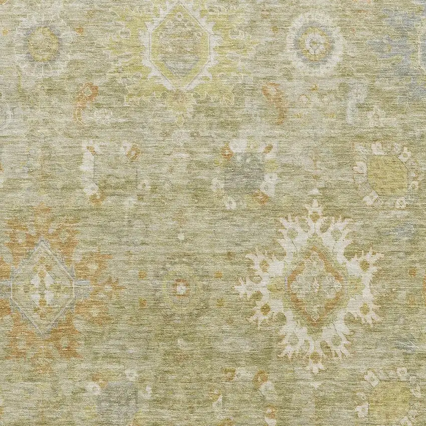Sage Copper And Ivory Oriental Washable Area Rug With UV Protection Photo 3