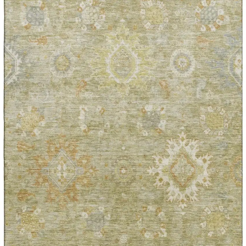 Sage Copper And Ivory Oriental Washable Area Rug With UV Protection Photo 3