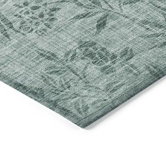 Sage Fern Green And Ivory Floral Washable Indoor Outdoor Area Rug Photo 5