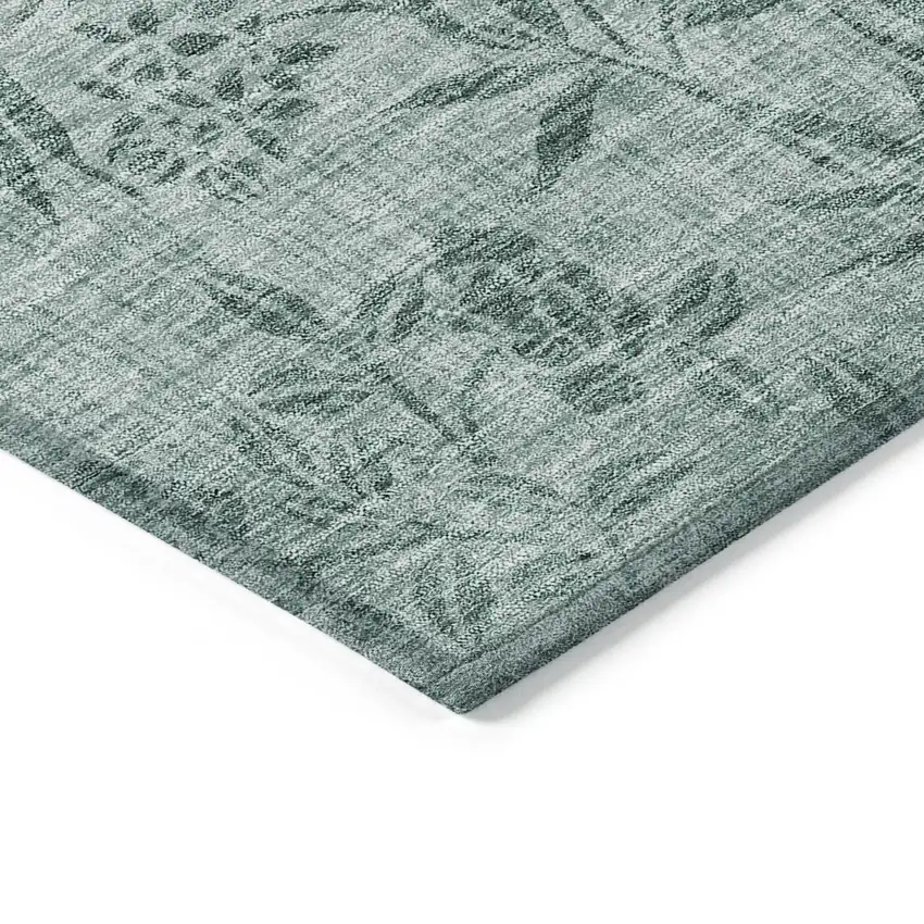 Sage Fern Green And Ivory Floral Washable Indoor Outdoor Area Rug Photo 5