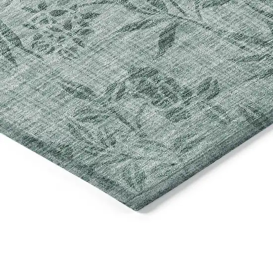 Sage Fern Green And Ivory Floral Washable Indoor Outdoor Area Rug Photo 5