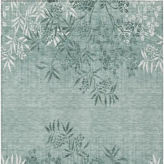 Sage Fern Green And Ivory Floral Washable Indoor Outdoor Area Rug Photo 7