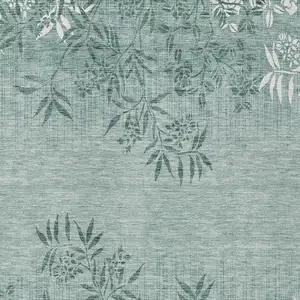 Photo of Sage Fern Green And Ivory Floral Washable Indoor Outdoor Area Rug