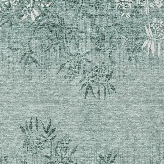 Sage Fern Green And Ivory Floral Washable Indoor Outdoor Area Rug Photo 6