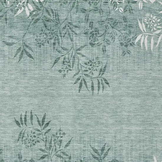 Sage Fern Green And Ivory Floral Washable Indoor Outdoor Area Rug Photo 6