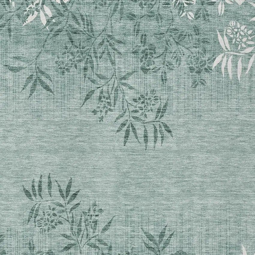 Sage Fern Green And Ivory Floral Washable Indoor Outdoor Area Rug Photo 6